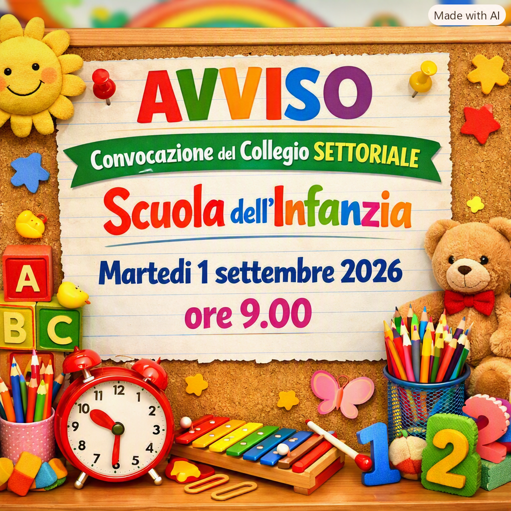 Convocazione del Collegio SETTORIALE Scuola dell’Infanzia