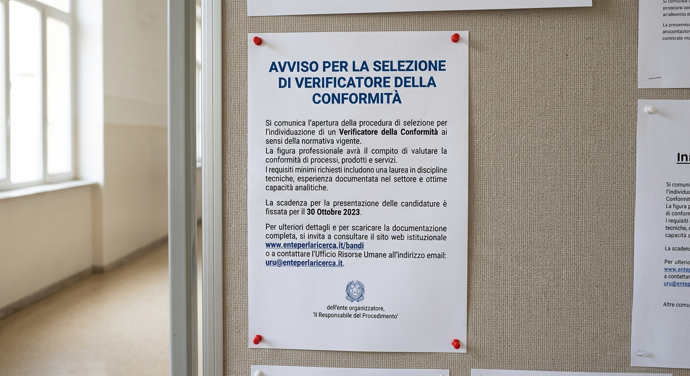 AVVISO PER LA SELEZIONE DI VERIFICATORE DELLA CONFORMITA’